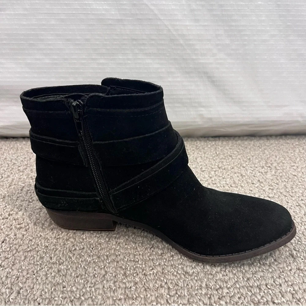 Fergalicious By Fergie Midas Black Women’s Ankle Boots Size 7.5 M New Side Zip,